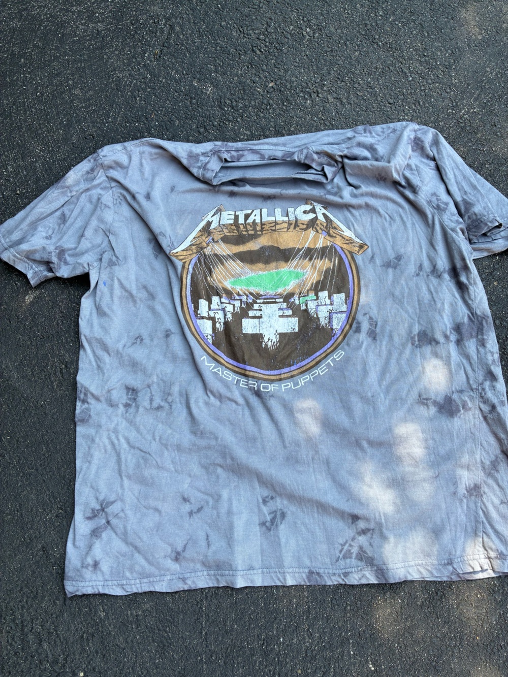 Metallica Master of Puppets Tie-Dye Short Sleeve Tee - Gray